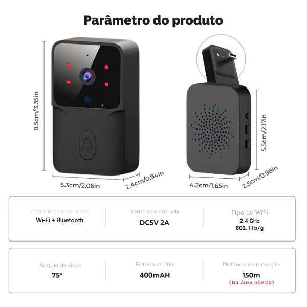 Xiaomi Campainha Com Câmera Preta Medidas 02